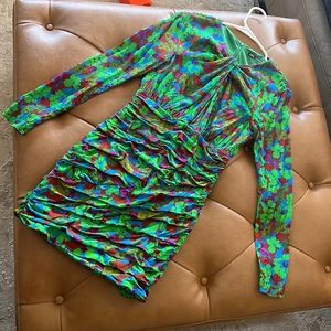 ZARA Floral Print Draped Dress M